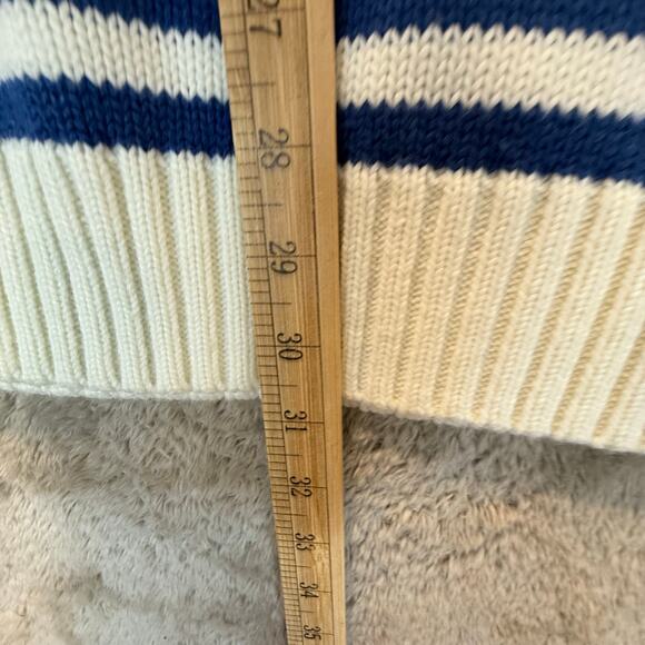 Vintage Bare Fox Blue White Stripe Pullover Ski Sweater M Medium 1/4 Zip - Picture 9 of 9